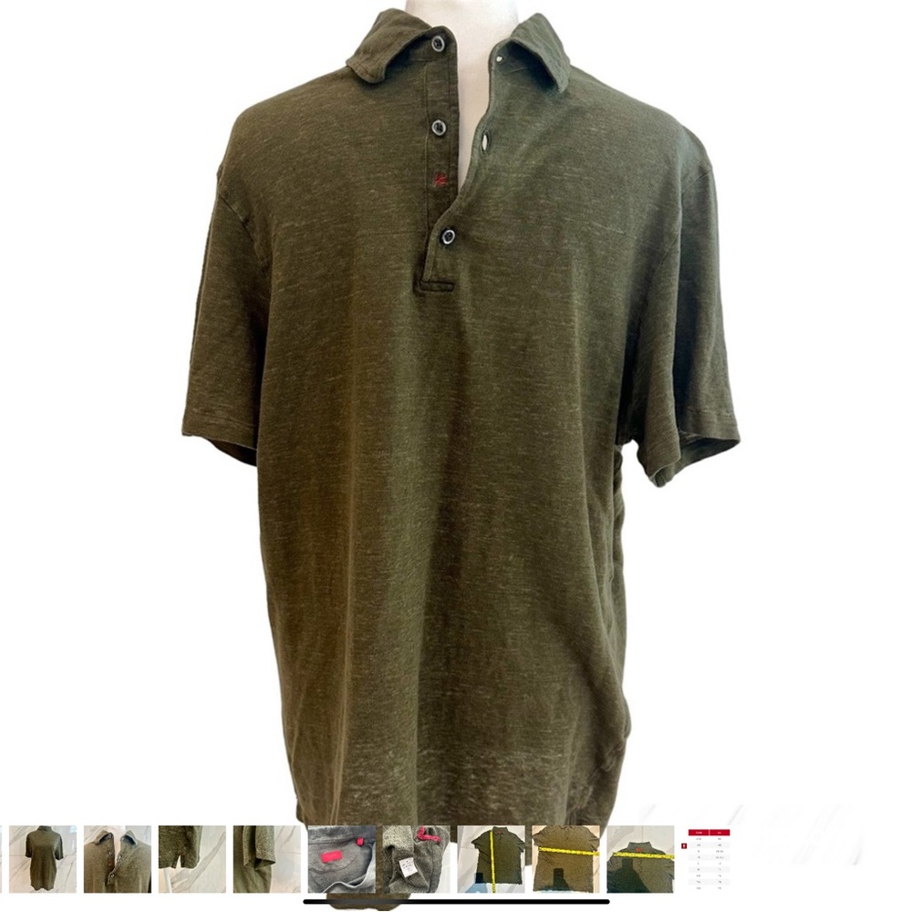Isaia Olive Green Polo Shirt